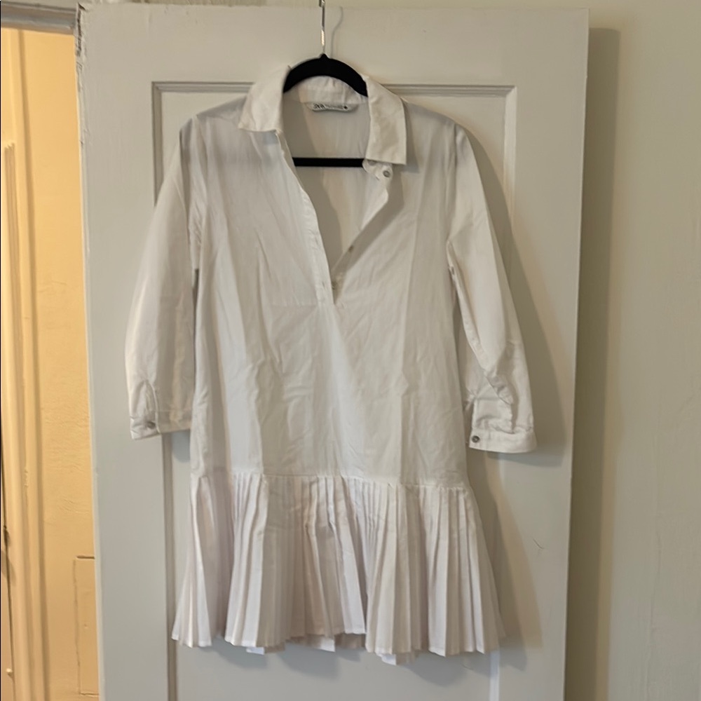 Zara Classic White dress with tennis skirt detail